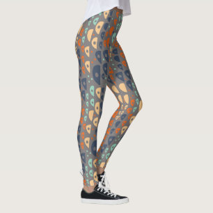 Multi gekleurd abstract blauwgroen, sinaasappel, b leggings