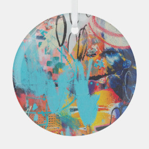 Multi gekleurde gemengde media art glas ornament