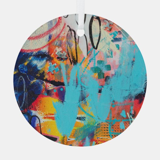 Multi gekleurde gemengde media art glas ornament (Achterkant)