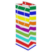 Multi gekleurde gestreepte wijnzak wijn cadeautas (Achterkant Gekanteld)