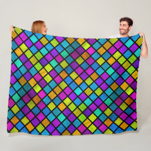 Multi gekleurde Jewel Mozaïek Design Waterverf Fleece Deken