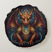 Multi Gekleurde regenboog Dragon Rond Kussen (Achterkant)