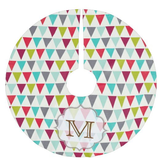 Multi gekleurde vlag Monogram Initialen boomrok Kerstboom Rok (Voorkant)