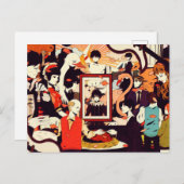  Multi Human Character Humor Party Aankondigingskaart (Voorkant / Achterkant)