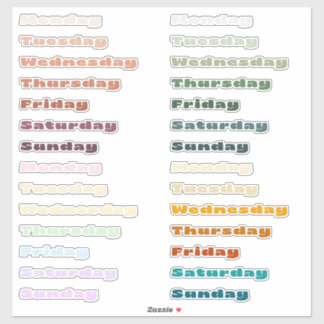 Multi Kleur Dagen van de Week Planner Sticker Vel