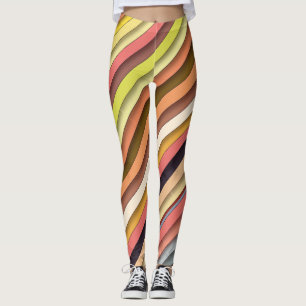 Multi kleur geometrisch eenvoudig stripontwerp leggings