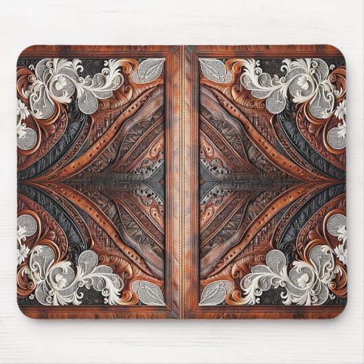 Multi Kleur Leer & Elegant Kant Rustiek Muismat (Voorkant)