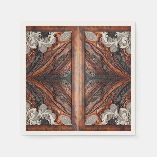 Multi Kleur Leer & Elegante Kant Landelijke Bruilo Servet