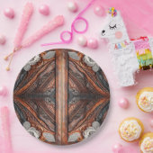 Multi Kleur Leer & Elegante Kant Rusticale Trouw Papieren Bordje (Feest)