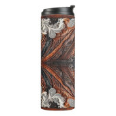 Multi Kleur Leer & Kant Look Rustieke Bruiloft Thermosbeker (Gedraaid links)