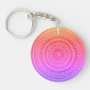Multi Kleur Mandala Originele Kunst Sleutelhanger