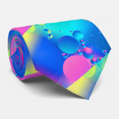 Multi kleur Neon Abstract met bubbels Stropdas (Opgerold)