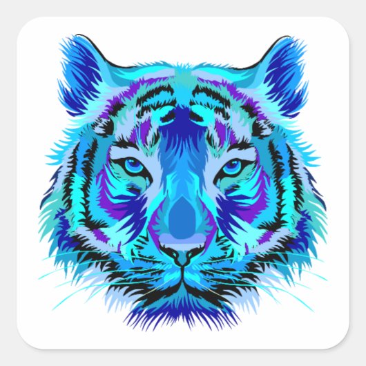 Multi kleur tijger ontwerp vierkante sticker (Voorkant)
