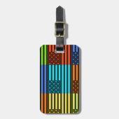 Multi kleur USA vlag geruit vector patroon kunst Bagagelabel (Voorkant verticaal)