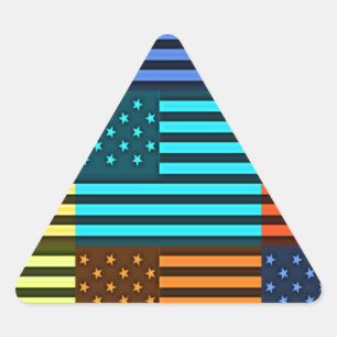 Multi kleur USA vlag geruit vector patroon kunst Driehoek Sticker