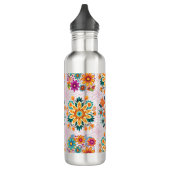 Multi-kleuren bloempotten patroon - roze waterfles  (Links)