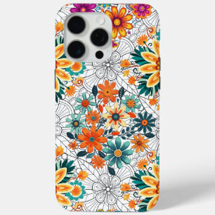 Multi-kleuren bloempotten patroon. zwart iPhone 15 pro max hoesje