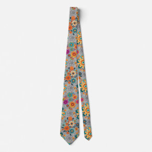 Multi-kleuren bloempotten patroon. zwart stropdas