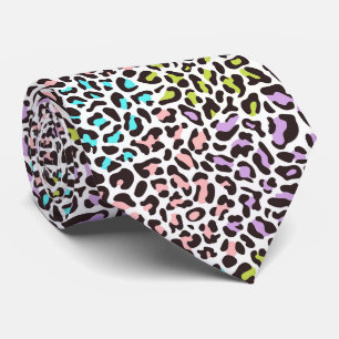 Multi Kleuren Luipaardprint op Wit Stropdas