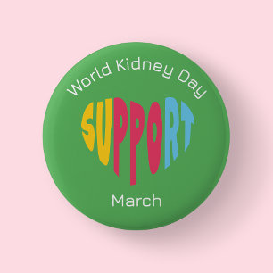 Multi Kleurige - Wereldnierendag  Ronde Button 5,7 Cm