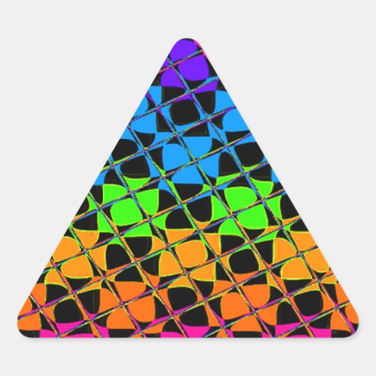 Multi kleurrijke geruite regenboogspiegel afbeeldi driehoek sticker (Voorkant)