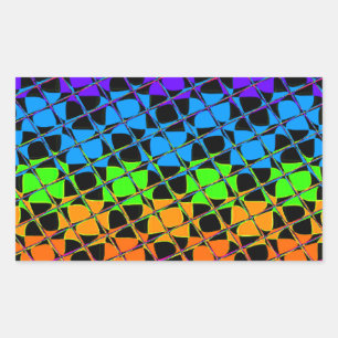 Multi kleurrijke geruite regenboogspiegel afbeeldi rechthoekige sticker