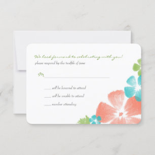 Multi-Limoen Waterverf FlowersWedding RSVP Kaartje