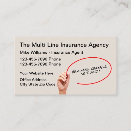 Multi-Line Insurance Agent Visitekaartje (Voorkant)