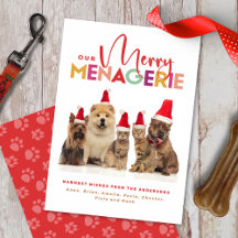 Multi-Pet Vakantie Kerstmis Kaart Merry Menagerie