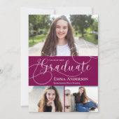 Multi Photo 2025 Red White Graduation Faire-part (Devant)