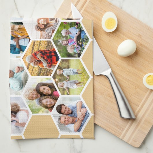 Multi Photo 28 Afbeelding Honey Beige Honeycomb Theedoek (Quarter Fold)