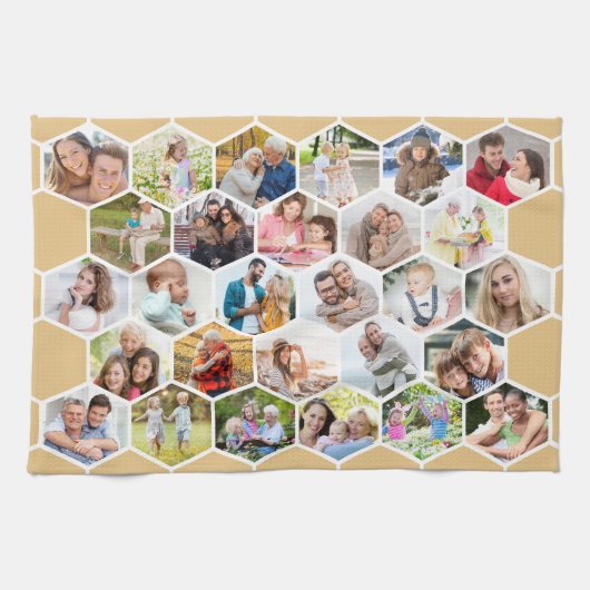Multi Photo 28 Afbeelding Honey Beige Honeycomb Theedoek (Horizontaal)