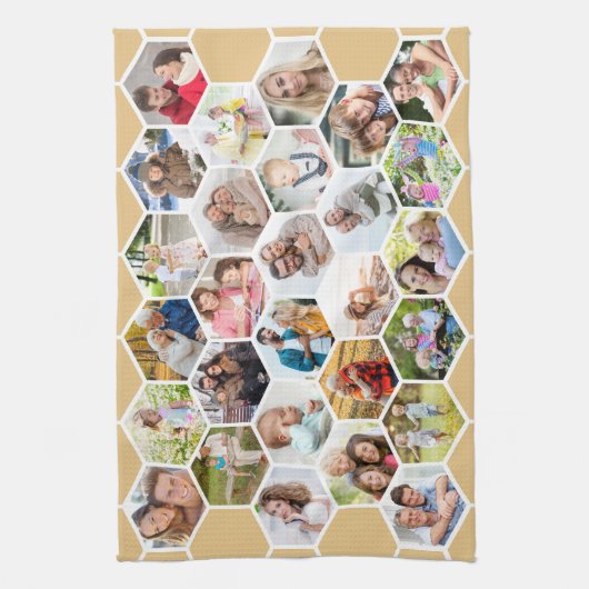 Multi Photo 28 Afbeelding Honey Beige Honeycomb Theedoek (Verticaal)