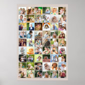 Multi Photo 54 Afbeelding Grid Collage Beige Poste Poster (Voorkant)