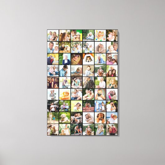 Multi Photo 54 Afbeelding Grid Collage Black Canvas Afdruk (Voorkant)