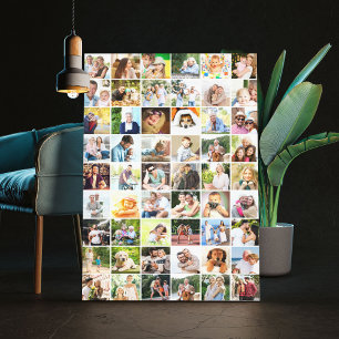 Multi Photo 54 Afbeelding Grid Collage White Canvas Afdruk