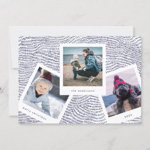 Multi Photo Booth-Lijst   Blauwe kerst Feestdagenkaart