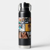 Multi Photo Collage Modern Personalized Name Waterfles (Voorkant)