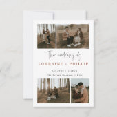 Multi Photo Collage QR-code Minimalistische bruilo Kaart (Voorkant)