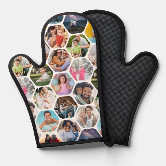 Multi Photo Collage Simple Moderne Hexagon Motif (Recto/Verso)