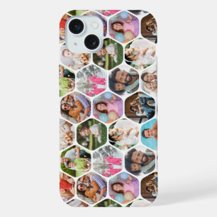 Multi Photo Collage Simple Moderne Hexagon Motif