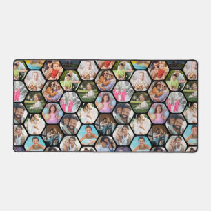 Multi Photo Collage Simple Moderne Hexagon Motif