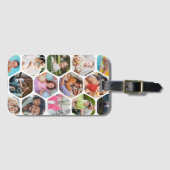Multi Photo Collage Simple Moderne Hexagon Pattern Bagagelabel (Voorkant (horizontaal))