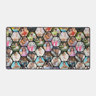 Multi Photo Collage Simple Moderne Hexagon Pattern Bureaumat