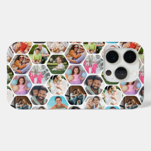 Multi Photo Collage Simple Moderne Hexagon Pattern iPhone 15 Pro Case