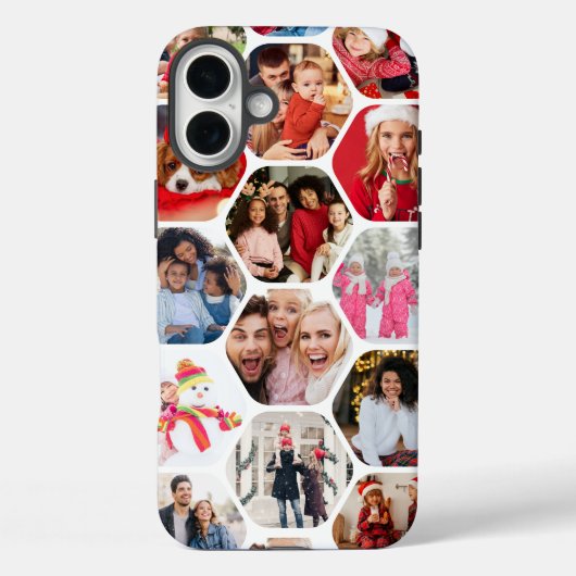 Multi Photo Collage Simple Moderne Hexagon Pattern Case-Mate iPhone Case (Achterkant)