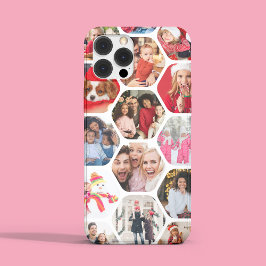 Multi Photo Collage Simple Moderne Hexagon Pattern iPhone 15 Pro Max Hoesje