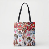 Multi Photo Collage Simple Moderne Hexagon Pattern Draagtas (Voorkant)