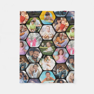 Multi Photo Collage Simple Moderne Hexagon Pattern Fleece Deken