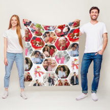 Multi Photo Collage Simple Moderne Hexagon Pattern